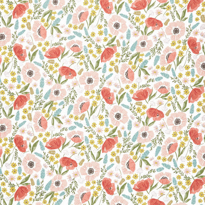 Tea with Bea - Floral with Bea Off-White Yardage