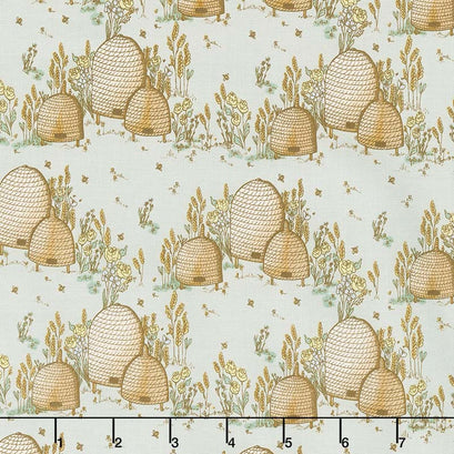 Tell the Bees - Bee Hives Grey Yardage