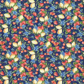 The Berry Best - Packed Fruits Navy Yardage