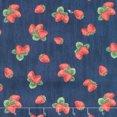 The Berry Best - Strawberries Toss Navy Yardage