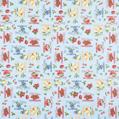 The Berry Best - Words Allover Light Blue Yardage