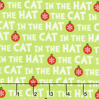 The Cat in the Hat Christmas - Christmas Cat Text Green Yardage