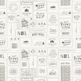 The Christmas Card - Cards Cream Charcoal Yardage Primary Image