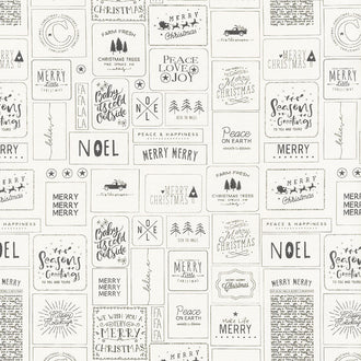The Christmas Card - Cards Cream Charcoal Yardage