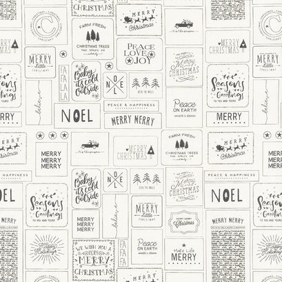 The Christmas Card - Cards Cream Charcoal Yardage