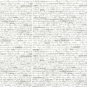 The Christmas Card - Christmas Letter Cream Charcoal Yardage