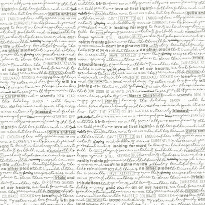 The Christmas Card - Christmas Letter Cream Charcoal Yardage
