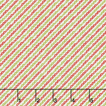 The Christmas Card - Scallops Red Green Yardage