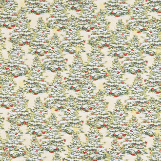 The Joy of Giving - Packed Trees Cream Yardage