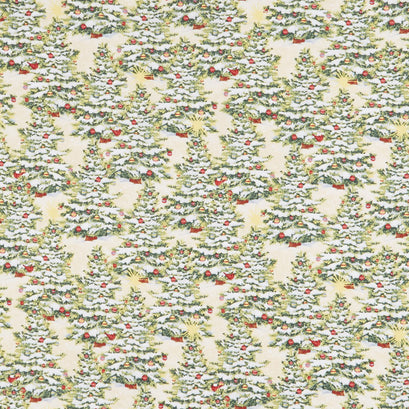 The Joy of Giving - Packed Trees Cream Yardage
