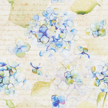 The Leah Collection - Hydrangea & Text Periwinkle Yardage