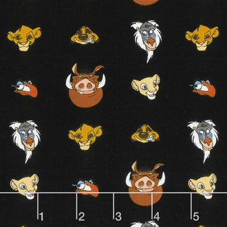 The Lion King - Character Heads Black Yardage