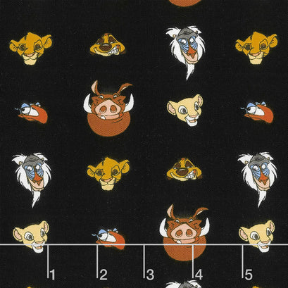 The Lion King - Character Heads Black Yardage