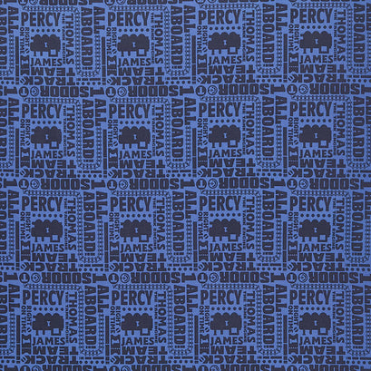 Thomas and Friends All Aboard - Text Navy Yardage