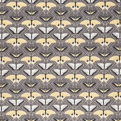 Through the Woods - Butterfly Charcoal Yardage