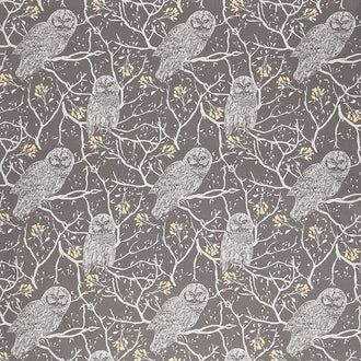 Through the Woods - Owl Main Charcoal Yardage