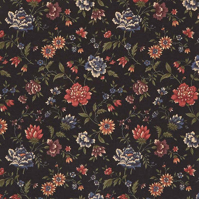 Through the Years - Blooming Bright Black Yardage