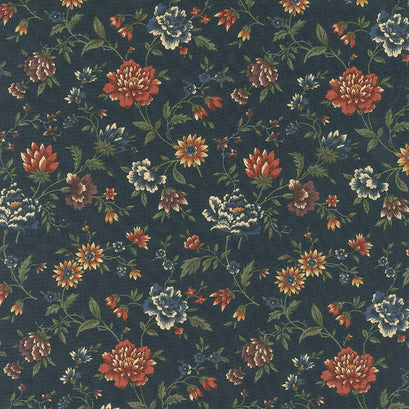 Through the Years - Blooming Bright Navy Yardage