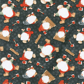 Timber Gnomies - Tossed Gnomes Black Yardage
