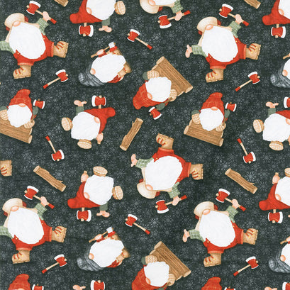 Timber Gnomies - Tossed Gnomes Black Yardage