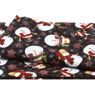Timber Gnomies - Tossed Snowmen Black 2 Yard Cut