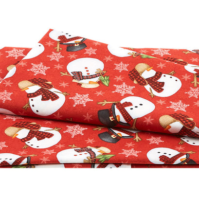 Timber Gnomies - Tossed Snowmen Red 2 Yard Cut