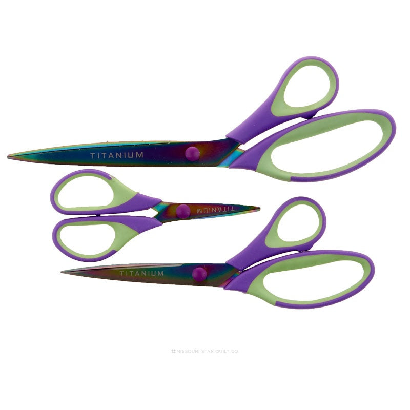 Craft Scissors Set of 3 Pack, All Purpose Sharp Titanium Blades Purple.