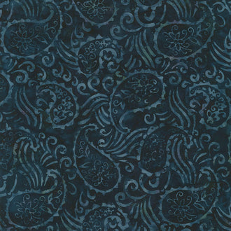 Tonga Batiks - Blue Moon Paisley in the Wind Midnight Yardage