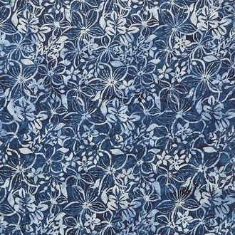 Tonga Batiks - Montauk Crowded Tropical Florals Indigo Yardage
