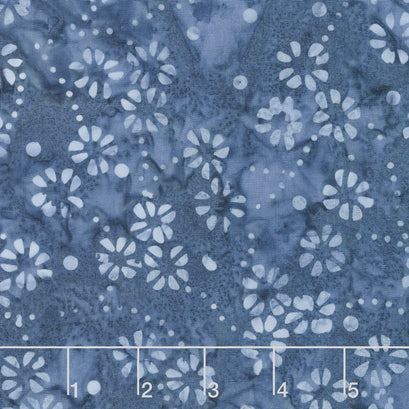 Tonga Batiks - Skyview Delicate Flowers Blue Yardage