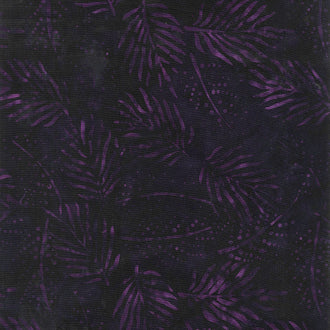Tonga Batiks - Tulip Spaced Fern Leaves Eggplant Yardage