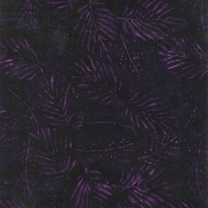 Tonga Batiks - Tulip Spaced Fern Leaves Eggplant Yardage