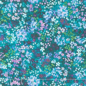 Topia - Flowers Teal Digitally Printed Yardage
