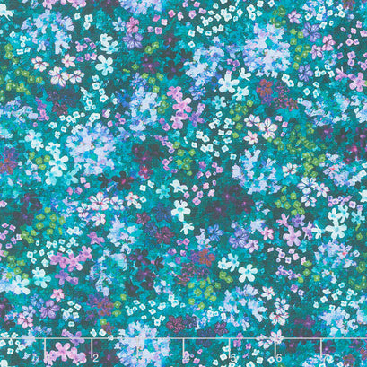 Topia - Flowers Teal Digitally Printed Yardage