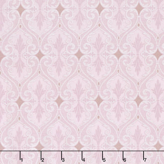 Totally Tulips - Pink & Grey Damask Pink Pearlized Yardage