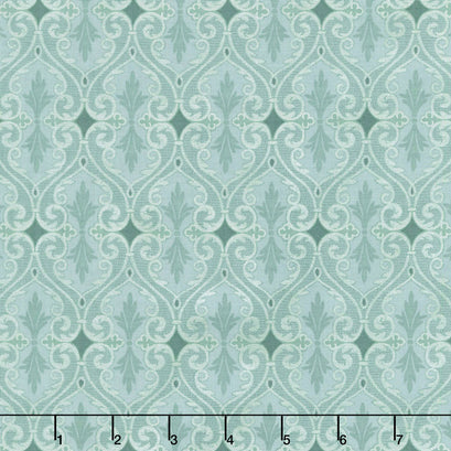 Totally Tulips - Teal Damask Dark Teal Pearlized Yardage