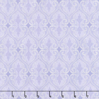 Totally Tulips - Teal Damask Periwinkle Pearlized Yardage