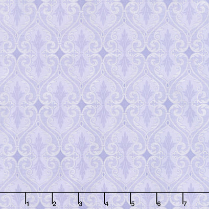 Totally Tulips - Teal Damask Periwinkle Pearlized Yardage