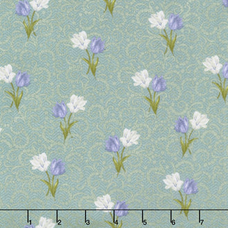 Totally Tulips - Teal Tulip Twirl Dark Teal Pearlized Yardage