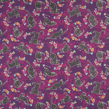Totally Twilight - Cats Plum Metallic Yardage