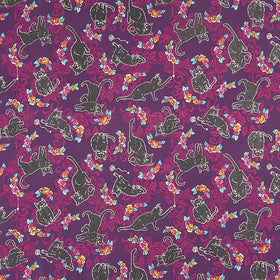 Totally Twilight - Cats Plum Metallic Yardage