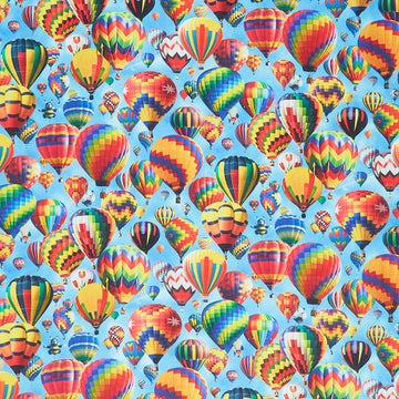 Transportation - Packed Hot Air Balloons Blue Yardage