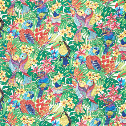 Tropical Flair - Birds White Yardage
