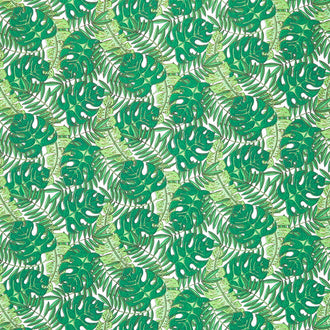 Tropical Flair - Leaf Toss White Yardage