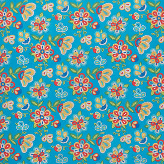 Tucson - Turquoise Beaded Flowers Yardage