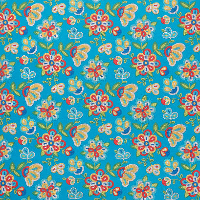 Tucson - Turquoise Beaded Flowers Yardage