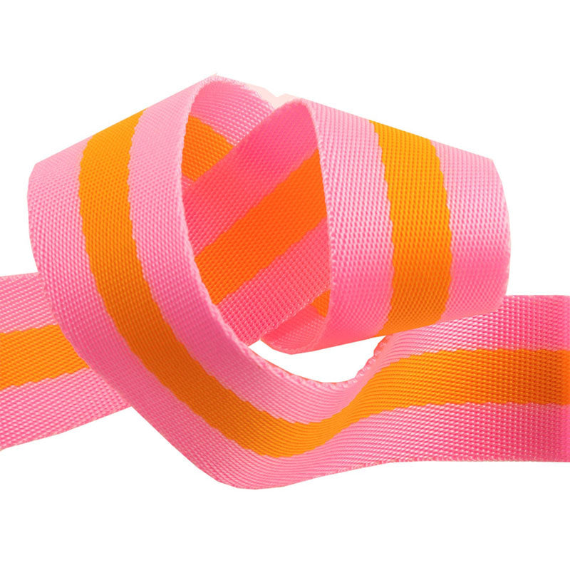 Tula Pink 1 1/2" Webbing - Soft Pink and Orange