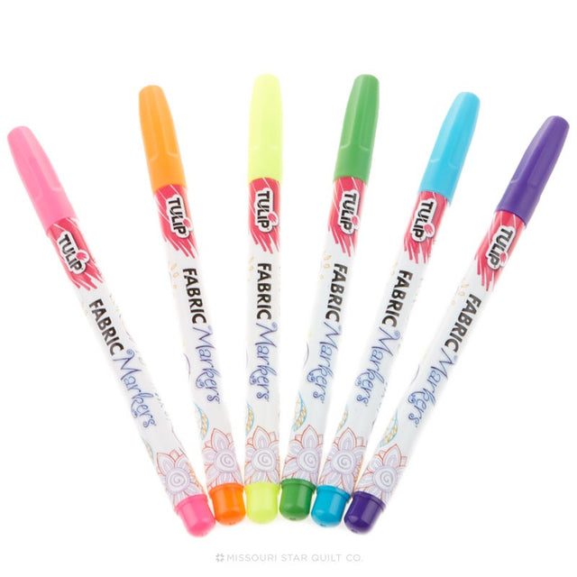 Tulip Fine Tip Fabric Markers - Neon 6 Pack