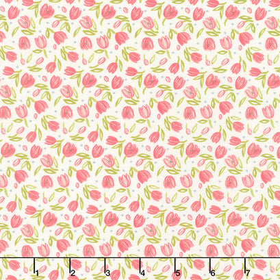 Tulip Tango - Tiny Tulip Cream Yardage