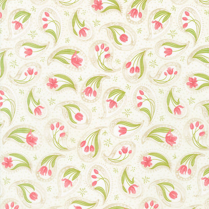 Tulip Tango - Tulip Paisley Cream Yardage